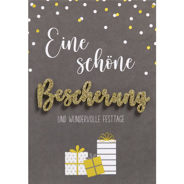 Weihnachten Lettering Glückwunschkarte 11,6 x 16,6 cm mit Umschlag Eine schöne Bescherung Geschenke