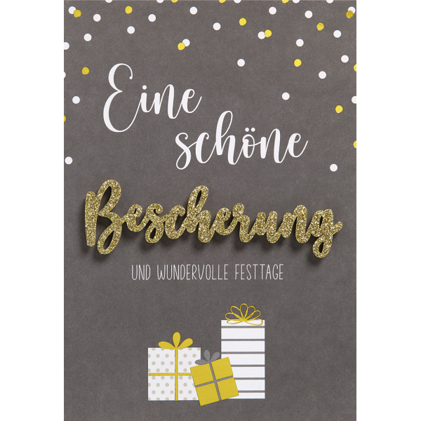 Weihnachten Lettering Glückwunschkarte 11,6 x 16,6 cm mit Umschlag Eine schöne Bescherung Geschenke