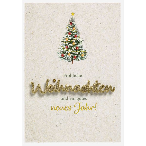 Weihnachten Lettering Glückwunschkarte 11,6 x 16,6 cm mit Umschlag Fröhliche Weihnachten Tannenbaum