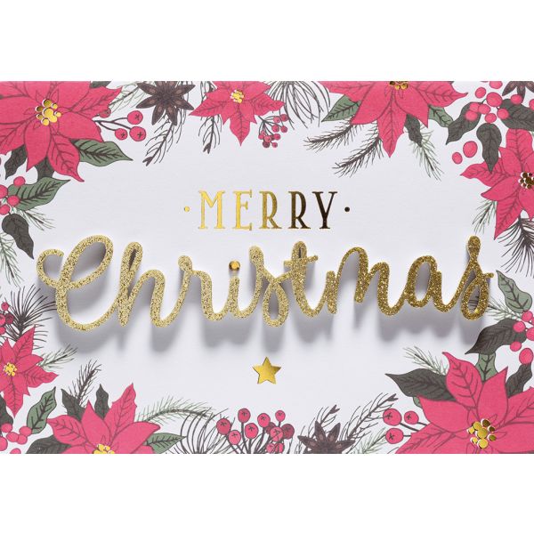 Weihnachten Lettering Glückwunschkarte 16,6 x 11,6 cm mit Umschlag Merry Christmas