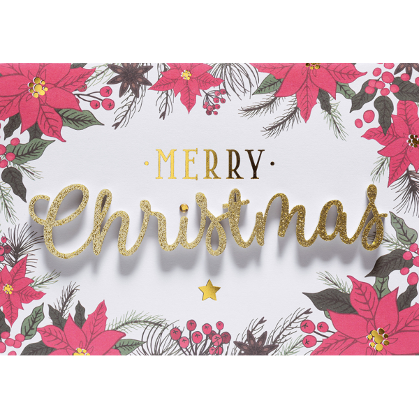 Weihnachten Lettering Glückwunschkarte 16,6 x 11,6 cm mit Umschlag Merry Christmas