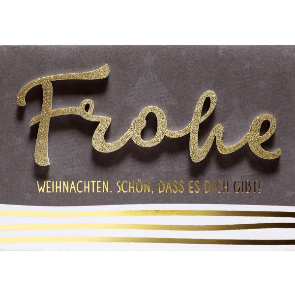 Weihnachten Lettering Glückwunschkarte mit Umschlag Frohe Weihnachten, schön das es Dich gibt