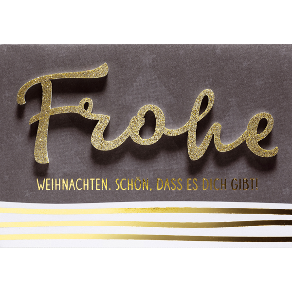 Weihnachten Lettering Glückwunschkarte mit Umschlag Frohe Weihnachten, schön das es Dich gibt