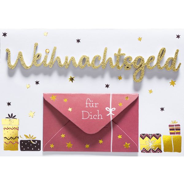 Weihnachten Lettering Geldkarte Glückwunschkarte 16,6 x 11,6 cm mit Umschlag Weihnachtsgeld