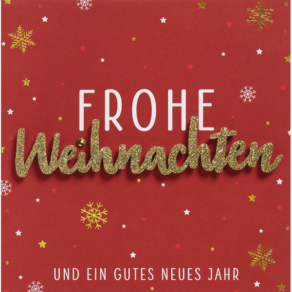 Weihnachten Lettering Glückwunschkarte 15 x 15 cm mit Umschlag Frohe Weihnachten