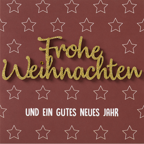 Weihnachten Lettering Glückwunschkarte 15 x 15 cm mit Umschlag Frohe Weihnachten und ein gutes neues Jahr