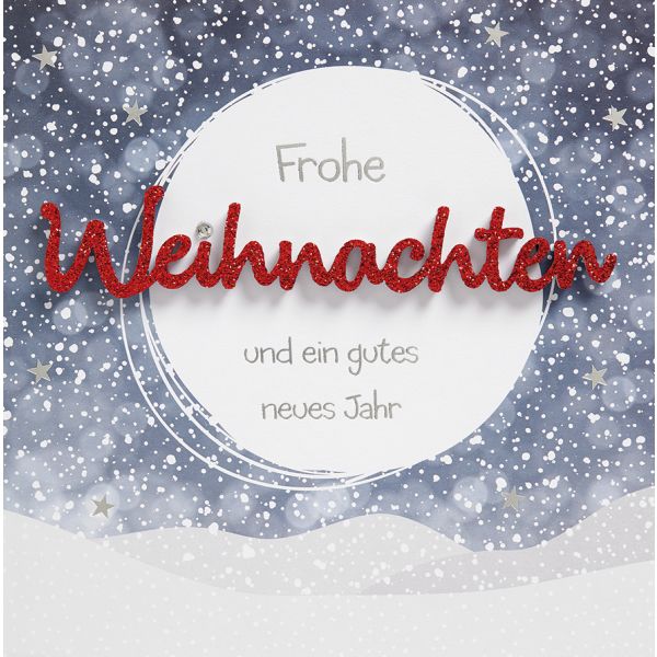 Weihnachten Lettering Glückwunschkarte 15 x 15 cm mit Umschlag Frohe Weihnachten und ein gutes neues Jahr Mond