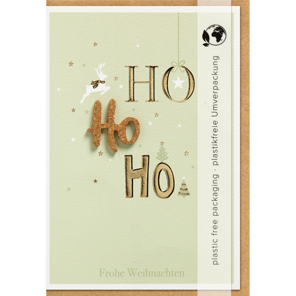 Weihnachten Moments Collection Unverpackte Glückwunschkarte 11,6 x16,6 cm mit Umschlag Ho Ho Ho