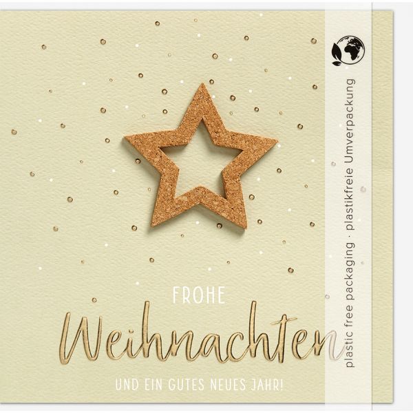 Weihnachten Moments Collection Unverpackte Glückwunschkarte 15 x 15 cm mit Umschlag Sterne Frohe Weihnachten