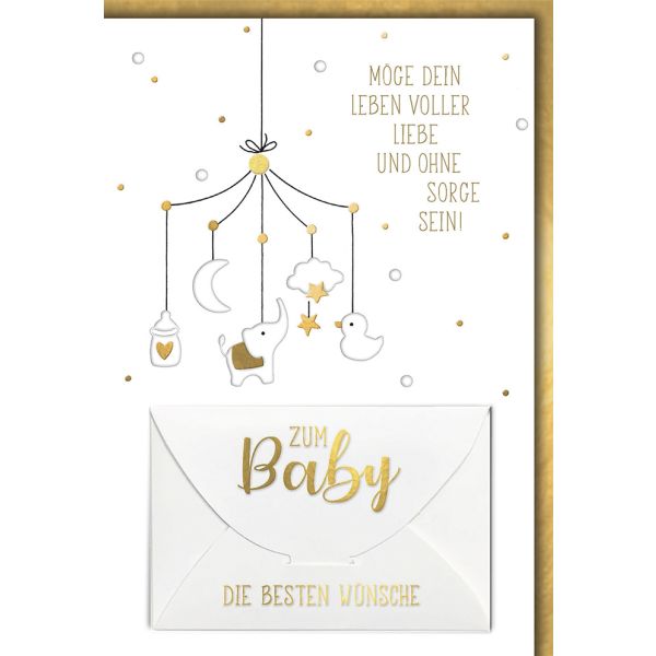 Geburt Baby Freudiges Ereignis Geldkarte Karte mit Umschlag Mobile, Spruch