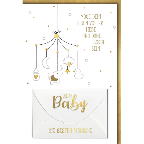 Geburt Baby Freudiges Ereignis Geldkarte Karte mit Umschlag Mobile, Spruch