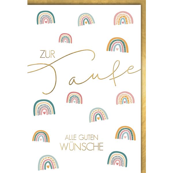 Taufe Glückwunschkarte Regenbogen vintage