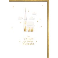 A Taufe Glückwunschkarte Kirche weiß gold