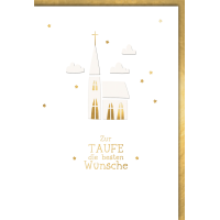 A Taufe Glückwunschkarte Kirche weiß gold