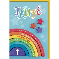 Taufe Glückwunschkarte mit Umschlag Holzregenbogen...