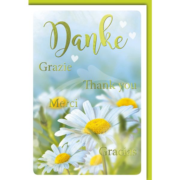 Danke Karte mit Umschlag verschiedene Sprachen