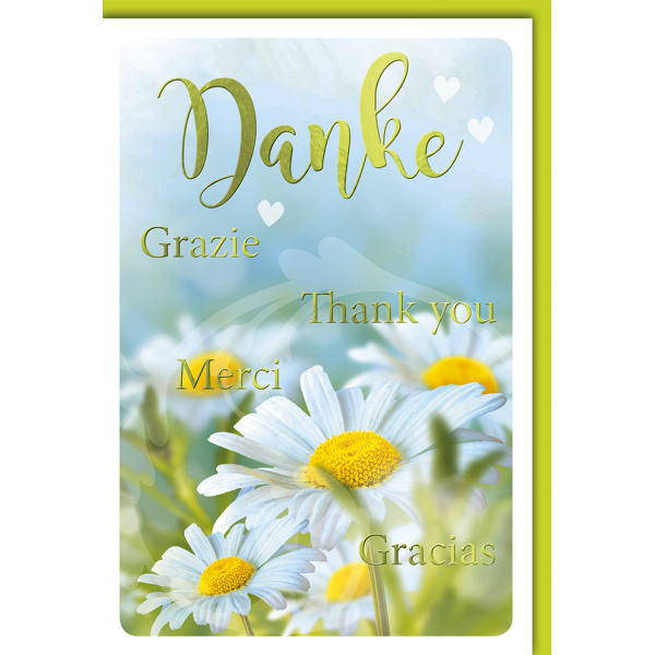 Danke Karte mit Umschlag verschiedene Sprachen