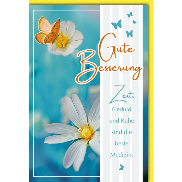 A Genesung Glückwunschkarte Schmetterling, Spruch