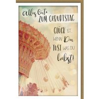 Geburtstag Glückwunschkarte Kettenkarussell mit Schrift
