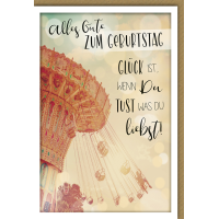 Geburtstag Glückwunschkarte Kettenkarussell mit Schrift