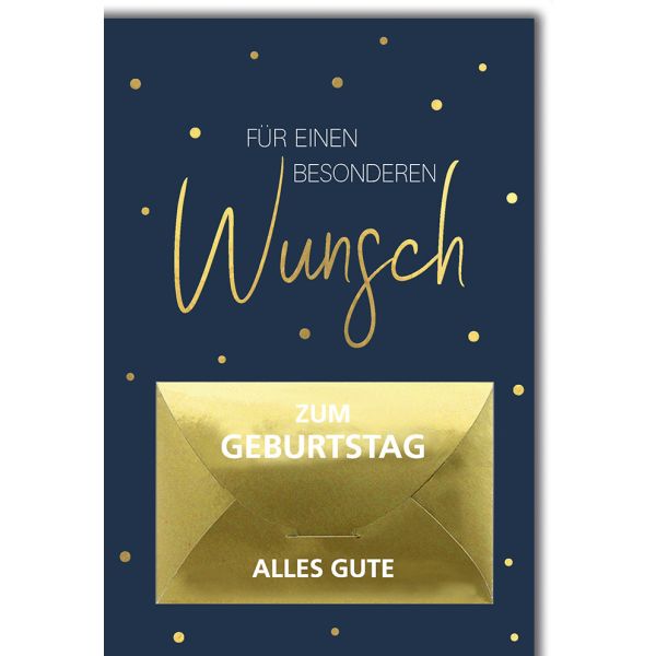 Geburtstag Geldkarte Glückwunschkarte Wunsch, gold