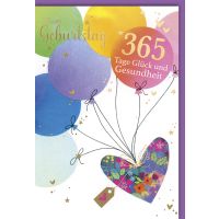 Geburtstag Glückwunschkarte Herz + Luftballons