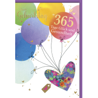 Geburtstag Glückwunschkarte Herz + Luftballons