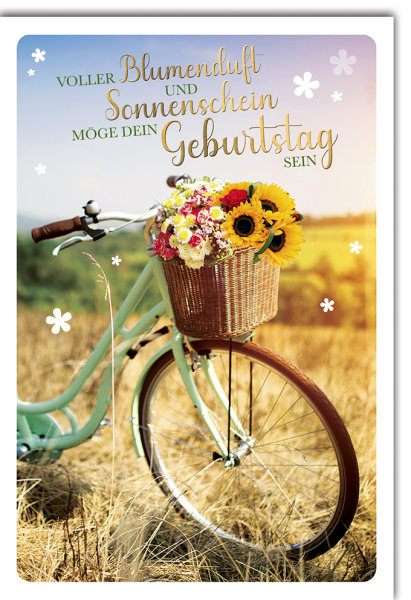 Geburtstag - Glückwunschkarte im Format 11,5 x 17 cm - Fahrrad, lindgrün