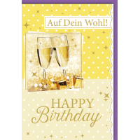 Geburtstag Glückwunschkarte Sektgläser + Sterne