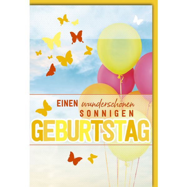 Geburtstag Glückwunschkarte Schmetterling, Luftballons