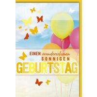 Geburtstag Glückwunschkarte Schmetterling, Luftballons