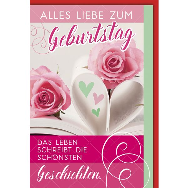 Geburtstag Glückwunschkarte Rosen, Herzen