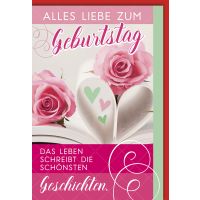 Geburtstag Glückwunschkarte Rosen, Herzen