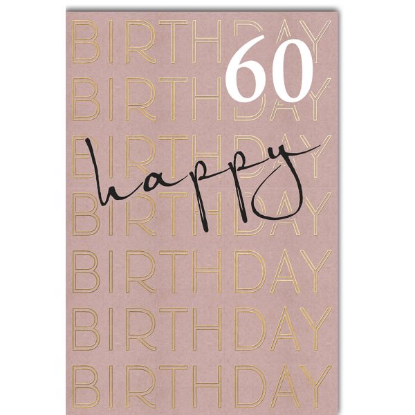 60. Geburtstag große A4 Glückwunschkarte mit Umschlag Happy Birthday 60