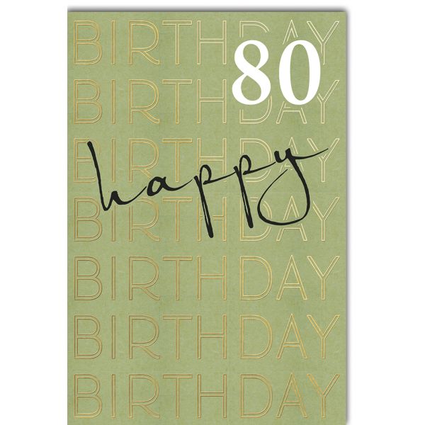 80. Geburtstag A4 Glückwunschkarte Happy Birthday