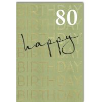 80. Geburtstag A4 Glückwunschkarte Happy Birthday