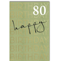 80. Geburtstag A4 Glückwunschkarte Happy Birthday