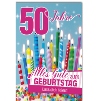 50. Geburtstag Glückwunschkarte Bunte Kerzen