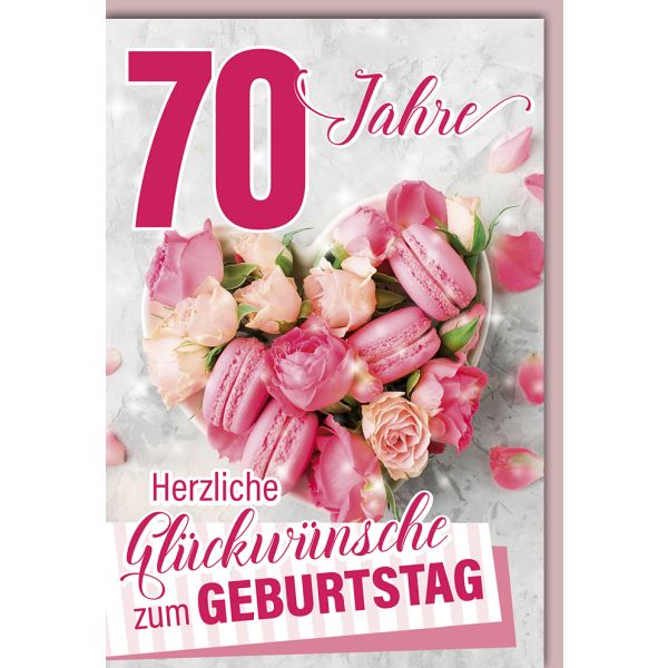 A 70. Geburtstag Glückwunschkarte Rosa Macarons