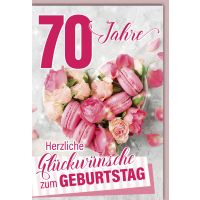 A 70. Geburtstag Glückwunschkarte Rosa Macarons