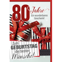 A 80. Geburtstag Glückwunschkarte Rote Schleifen