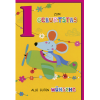 A 1. Geburtstag Glückwunschkarte mit Umschlag Maus...