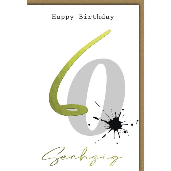 A 60. Geburtstag Glückwunschkarte Tintenfleck