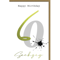 A 60. Geburtstag Glückwunschkarte Tintenfleck