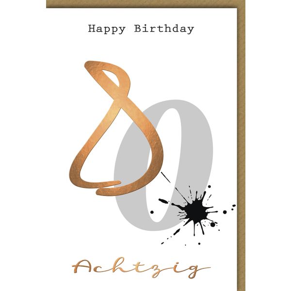 80. Geburtstag Glückwunschkarte Tintenfleck