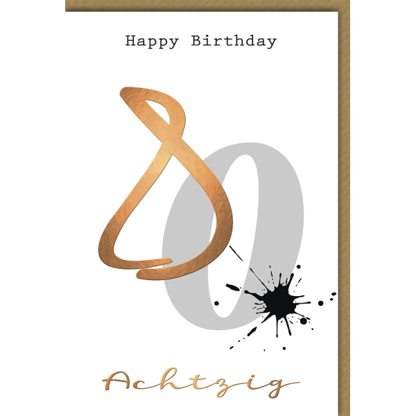 80. Geburtstag Glückwunschkarte Tintenfleck