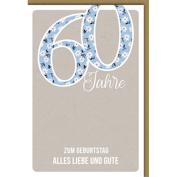 60. Geburtstag Glückwunschkarte 60 Blumen