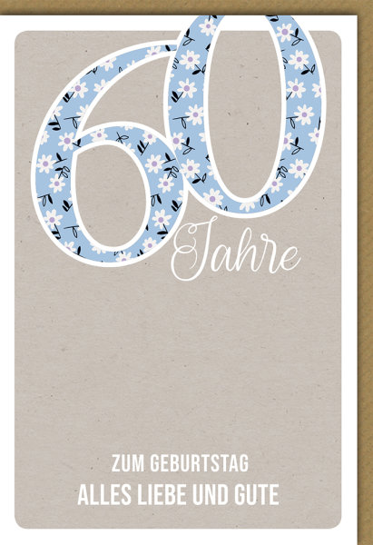 60. Geburtstag - Glückwunschkarte im Format 11,5 x 17 cm - 60 Blumen