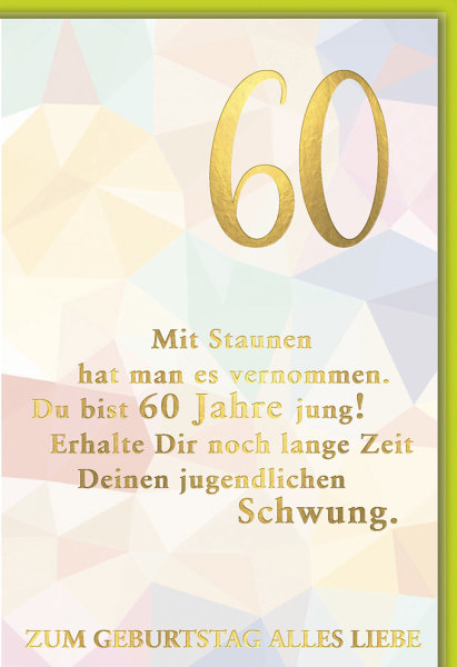 60. Geburtstag - Glückwunschkarte im Format 11,5 x 17 cm - Rauten