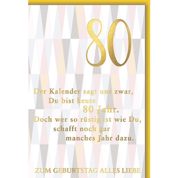 80. Geburtstag Glückwunschkarte Rauten